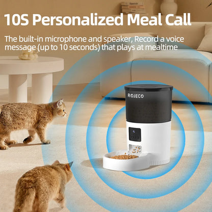 ROJECO Smart Wi-Fi Pet Feeder with HD Camera