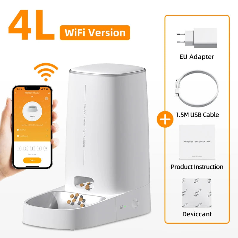 ROJECO Smart Wi-Fi Automatic Pet Feeder