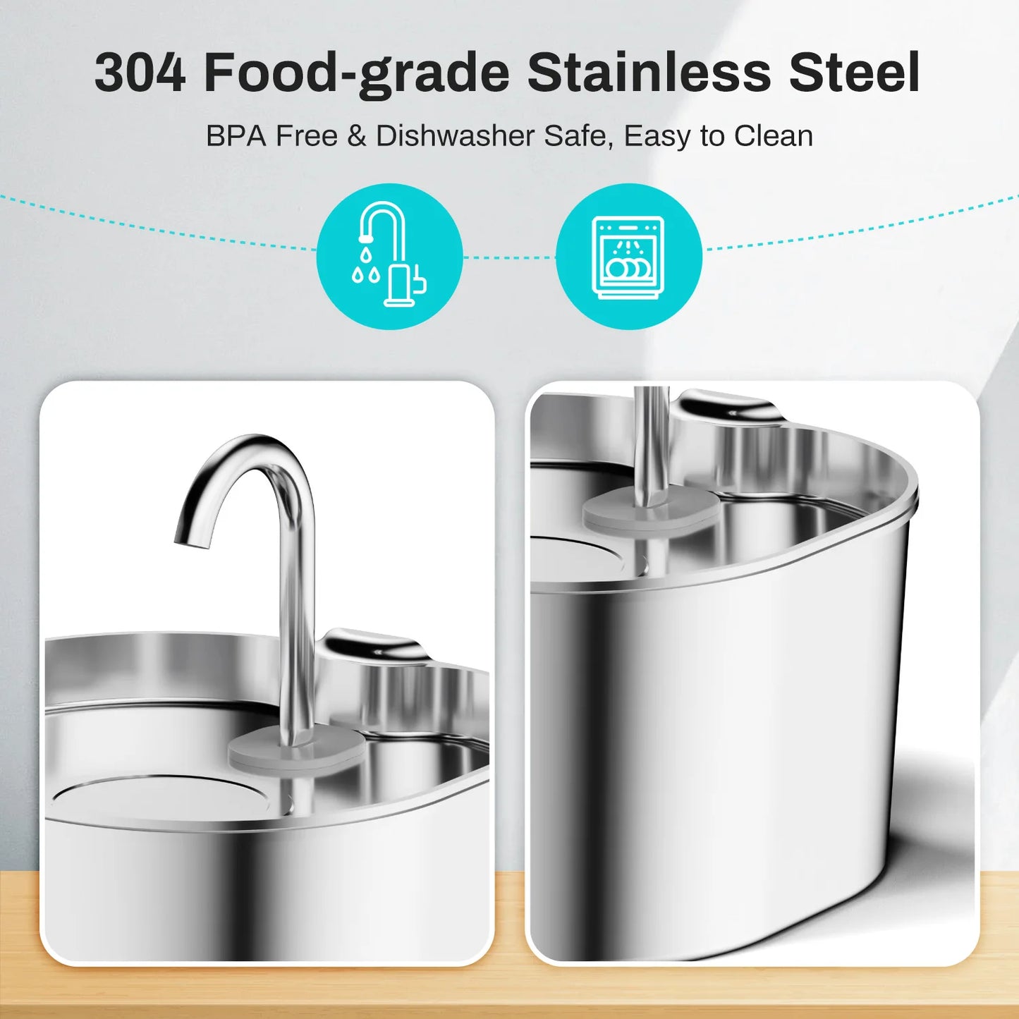 Stainless Steel Pet Water Fountain (2.2L)