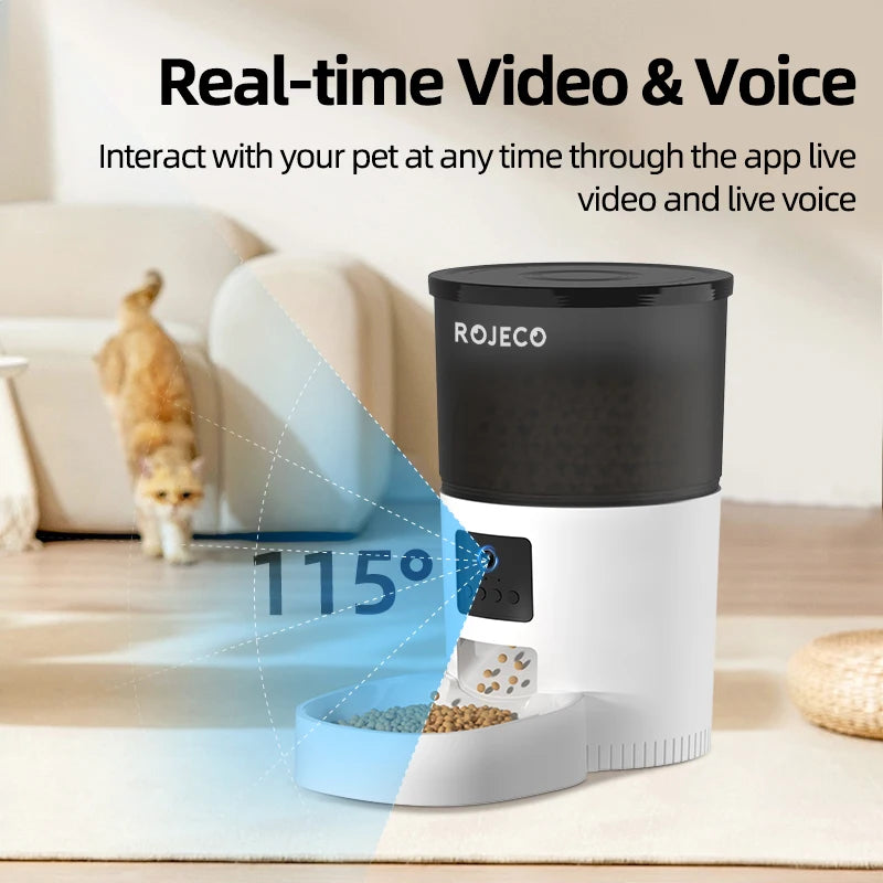 ROJECO Smart Wi-Fi Pet Feeder with HD Camera