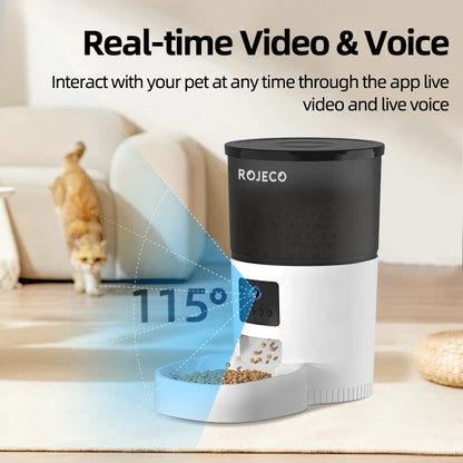 ROJECO Smart Wi-Fi Pet Feeder with HD Camera