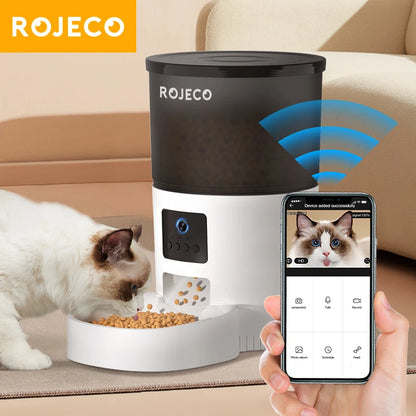 ROJECO Smart Wi-Fi Pet Feeder with HD Camera