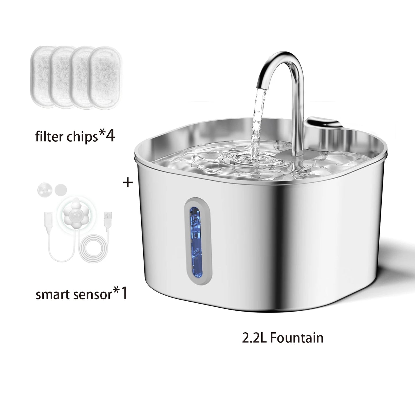 Stainless Steel Pet Water Fountain (2.2L)