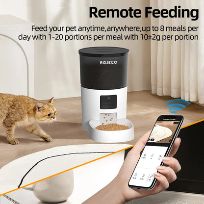 ROJECO Smart Wi-Fi Pet Feeder with HD Camera