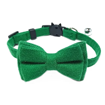 Festive Plaid Cat Collar with Bow Tie & Safety Bell
